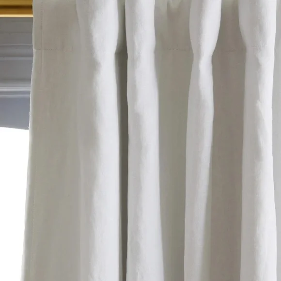 Quince European Linen Room Darkening Curtain white 48x96 Single Panel - Picture 3 of 5
